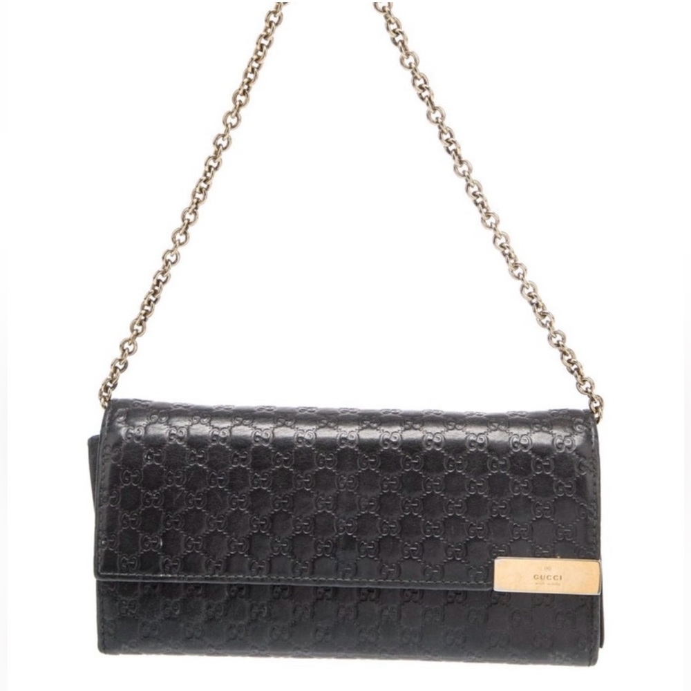 Gucci Guccisima Black Bag Wallet on a Chain